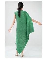 Luxury Pleats Asymmetric Cape Dress