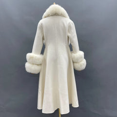 HEYFANCYSTYLE Luxe Detachable Fox Fur Collar Longline Coat