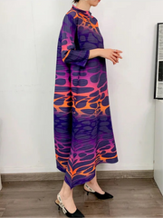 Abstract Pleated Trapeze Dress