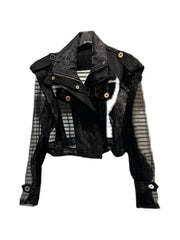 Women's Stylish Black Sheer Mesh Cropped Jacket