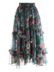 Floral Appliqué Pull-On Skirt