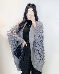  Truly Plissé Pleated Ripple Cardigan Coat