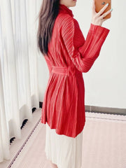 Luxury Plisse Mid-Length Jacket