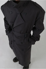 Men's Phantom Black Oversized Streetwear Long Coat