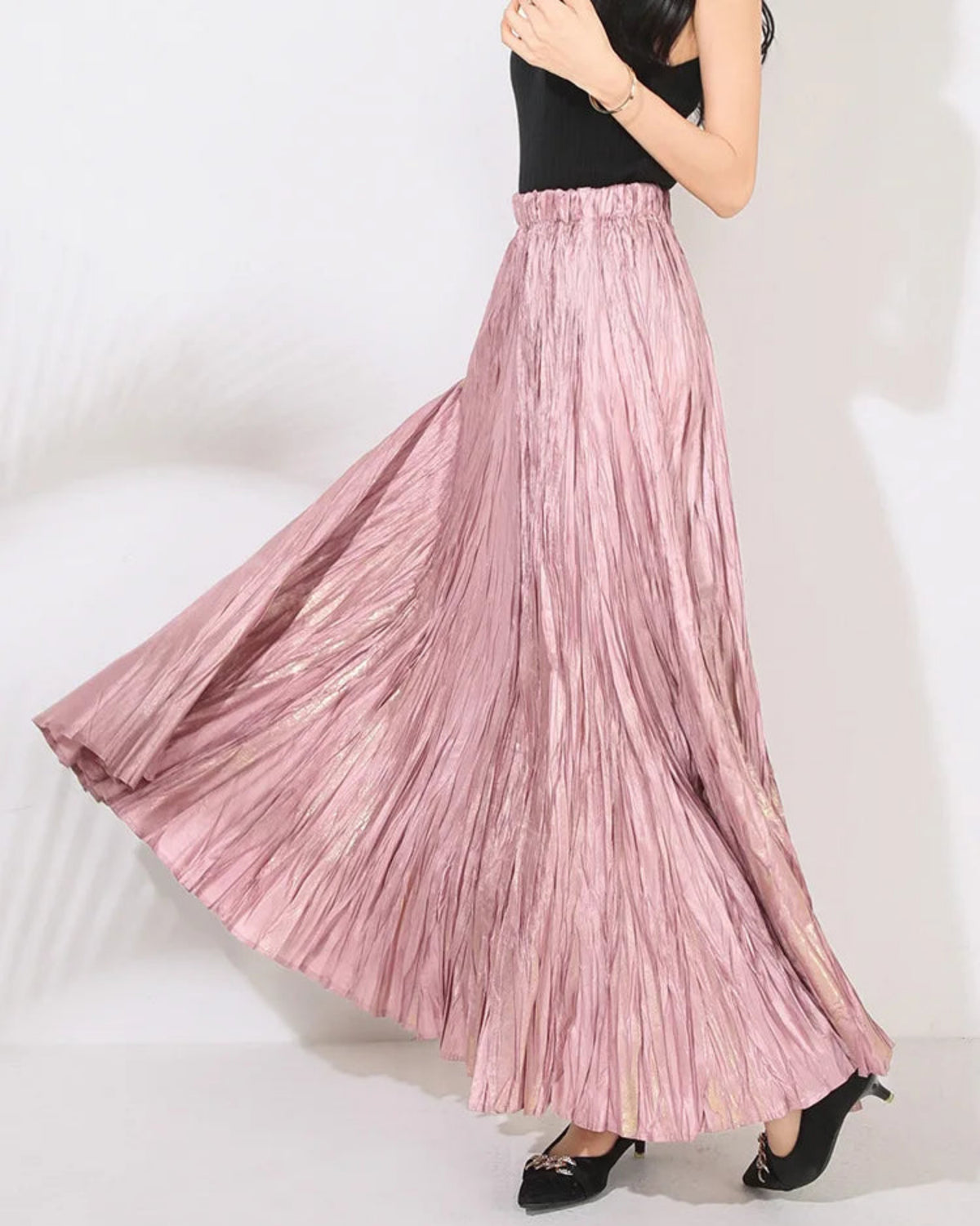 Luxury Metallic Pleats Skirt