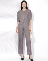 Pleated Twist Pants Set