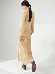 Elegant Metallic Pleated Dress