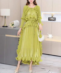 Luxury Plisse Ruffled Tiered Dress