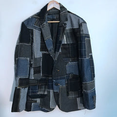 Men's Authentic Denim Patchwork Jacket Coat