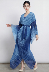 Pleated Asymmetric Wrap Dress