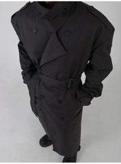 Men's Phantom Black Oversized Streetwear Long Coat