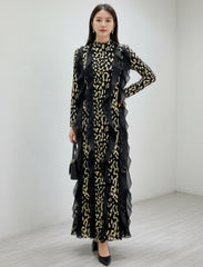 Luxury Leopard Plissé Dress
