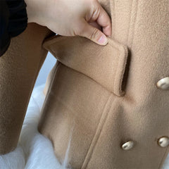 Wool Coat with Mongolian Lamb Fur