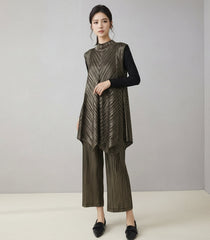 Luxury Formal Metallic Pleats Set