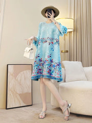 Luxe Plissé Floral Ruffle Dress