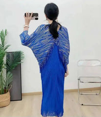 Luxury Pleated Tassel V-Neck Dress