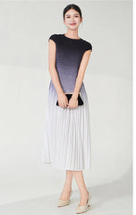 Designer Ombre Pleated Midi Dress