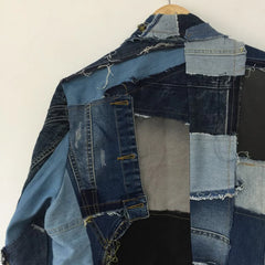 Men's Designer Denim Patchwork Jacket Coat