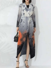 Luxe Japanese Pleated Long Coat