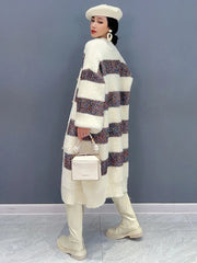 Elara Knit Striped Long Sweater Cardigan
