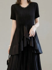 Elegant Pleated Peplum Skirt Set