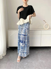 Pleated Wide-Leg Stretchy Trousers
