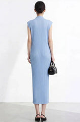 Asymmetric Pleated Sleeveless Dress
