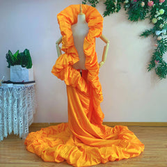 Taffeta Ruffled Extra Long Cape