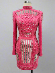 Women's Luxury Pearl & Sequin Designer Mini Dress