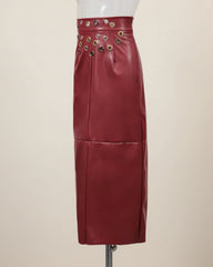 Luxury High-Waist Grommet Skirt