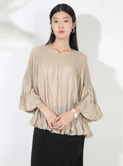 Luxury Plissé Ruffle Blouse