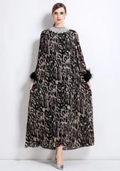 Luxury Animal Print Pleated Dress