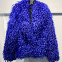 Designer Oversized Shearling Mongolian Fur Coat