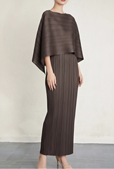 Couture Plisse Shawl Dress Set