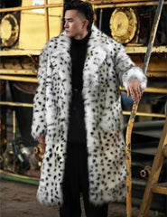 Men's Elegant Longline Faux Fur Coat