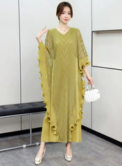 Sculptural Plissé Cape Kaftan