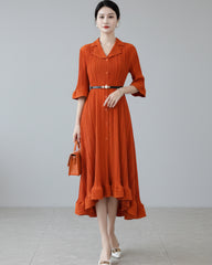 Luxury High-Low Pleated Dress
