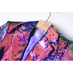 Women's Iridescent Glam Sequin Blazer