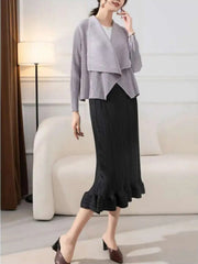 Luxury Pleated Drape Collar Jacket