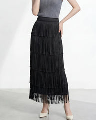 Luxurious Pleated Tassel Skirt