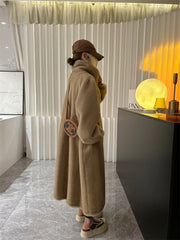 Faux Mink High Neck Trench Coat for Women