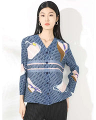 Luxury Plissé Patterned Blouse