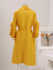 Elegant Ruffle Sleeve Pleats Coat