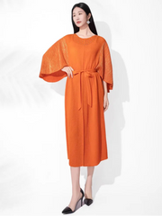 Plissé Batwing Sleeves Dress