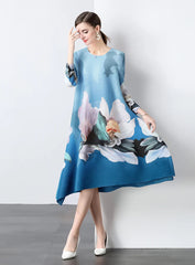 Luxe Casual Floral Pleats Dress