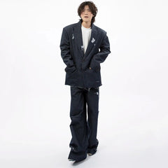 Men's 2 Piece Couture Distressed Denim Suit Set