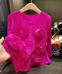 Luxury Floral Pleated Blouse Top
