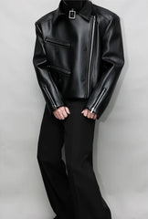 Men's Asymmetrical Faux Leather Moto Jacket