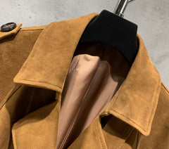 Women's Suede Belted Trench Coat