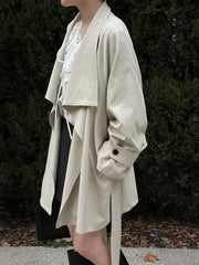 Luxury Draped Open-Front Coat